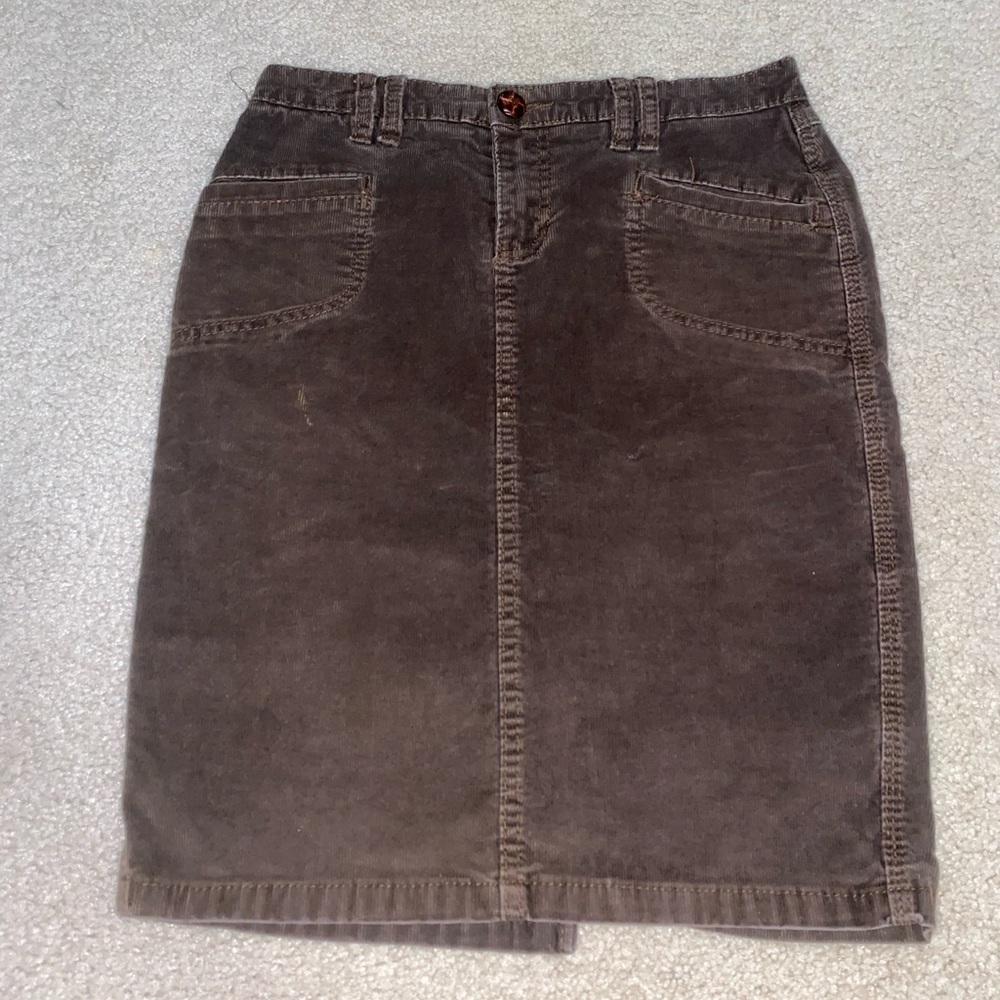 Woman’s brown jean skirt. Size One